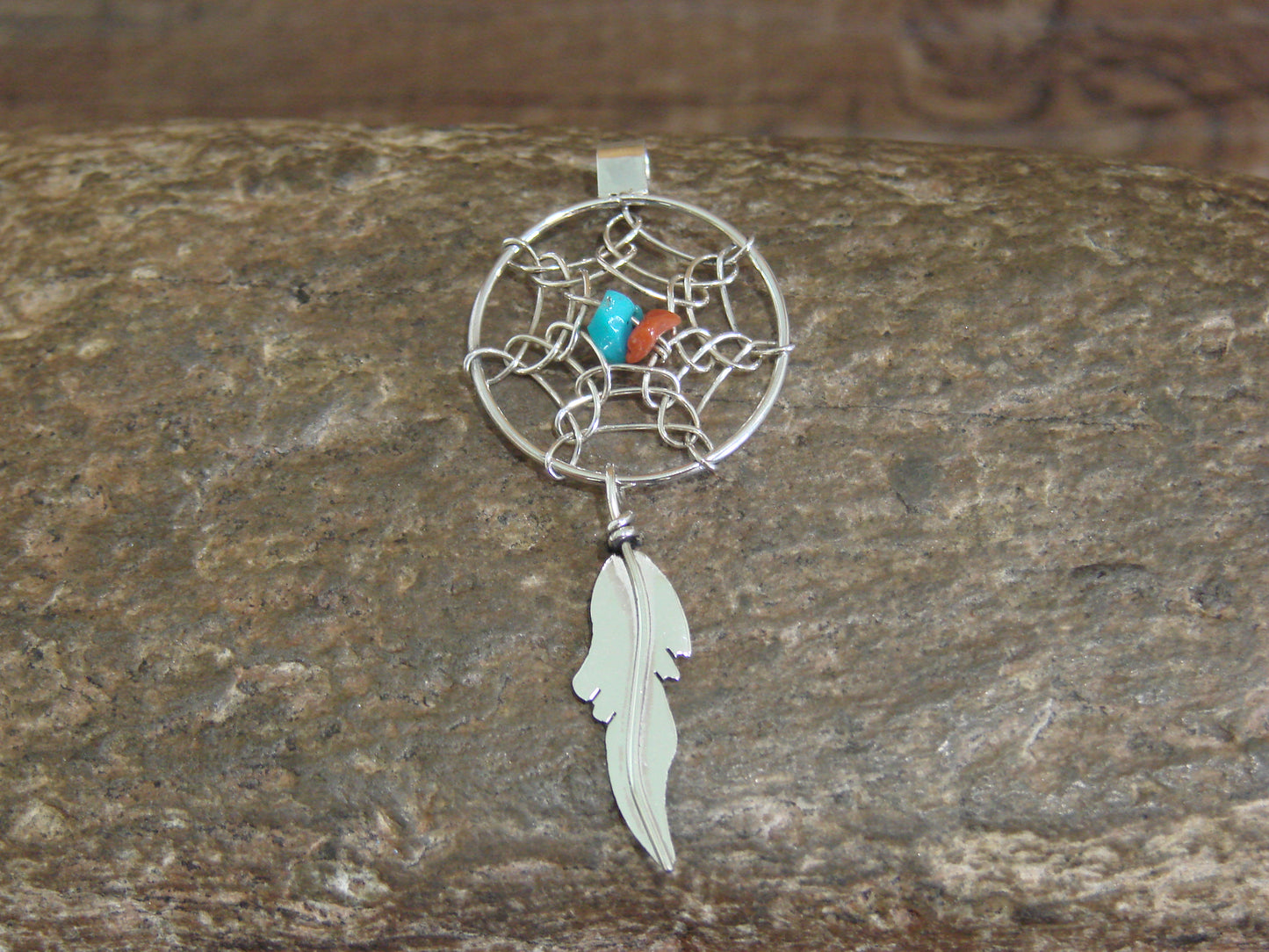 Native American Sterling Silver Dream Catcher Pendant by Arviso