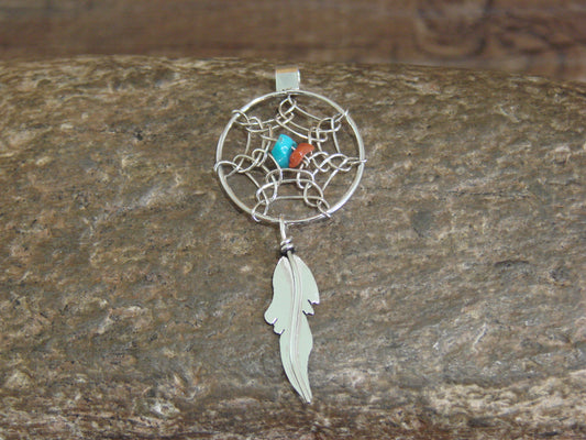 Native American Sterling Silver Dream Catcher Pendant by Arviso