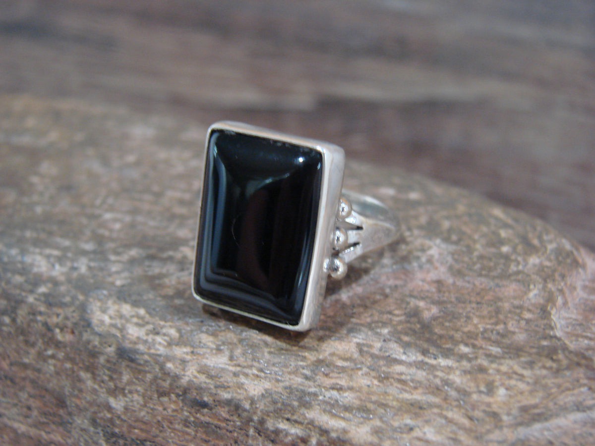 Native American Sterling Silver Onyx Ring Size 7 - Henio