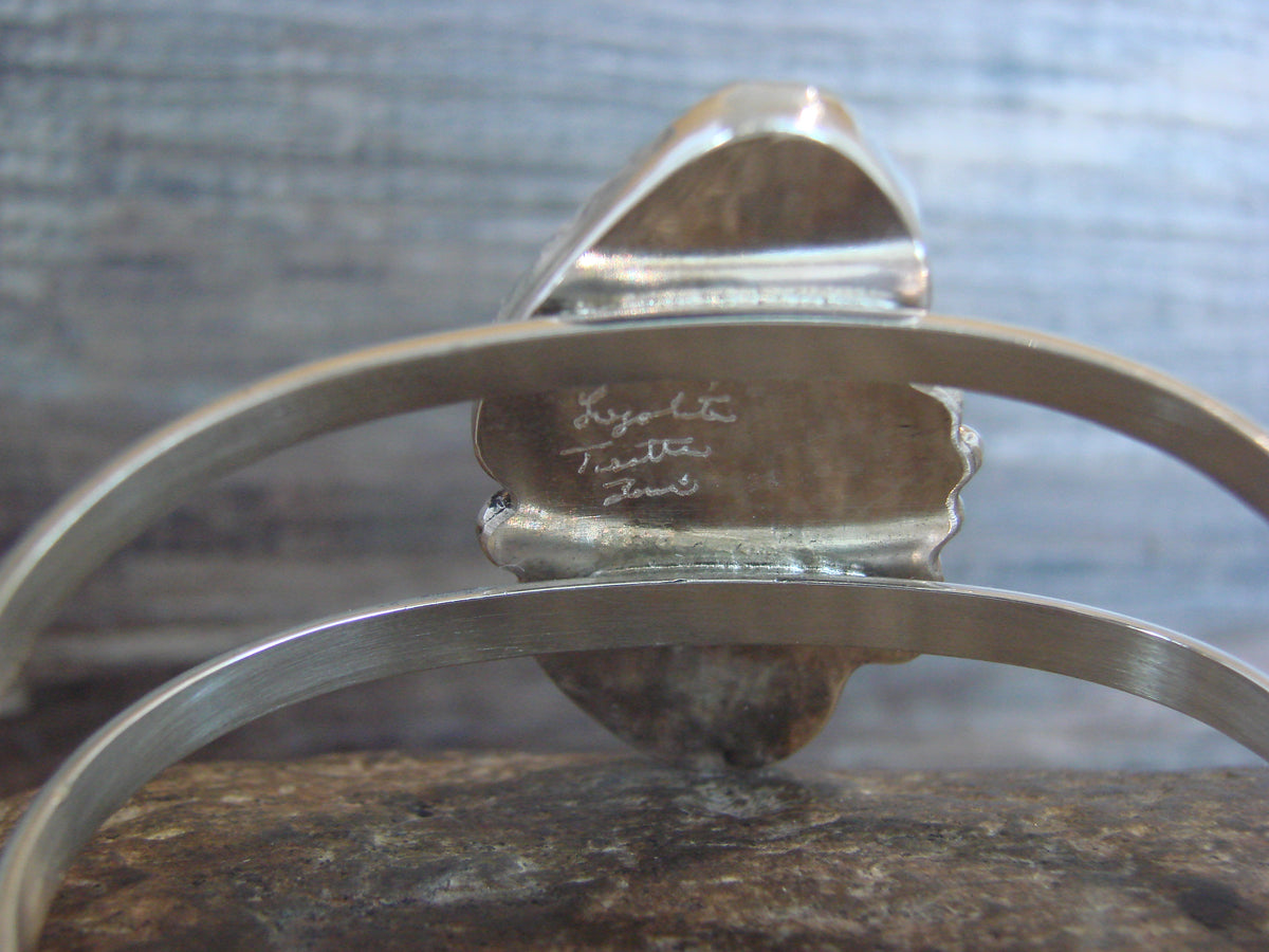 Native American Sterling Silver & Turquoise Feather Bracelet - Tsattie