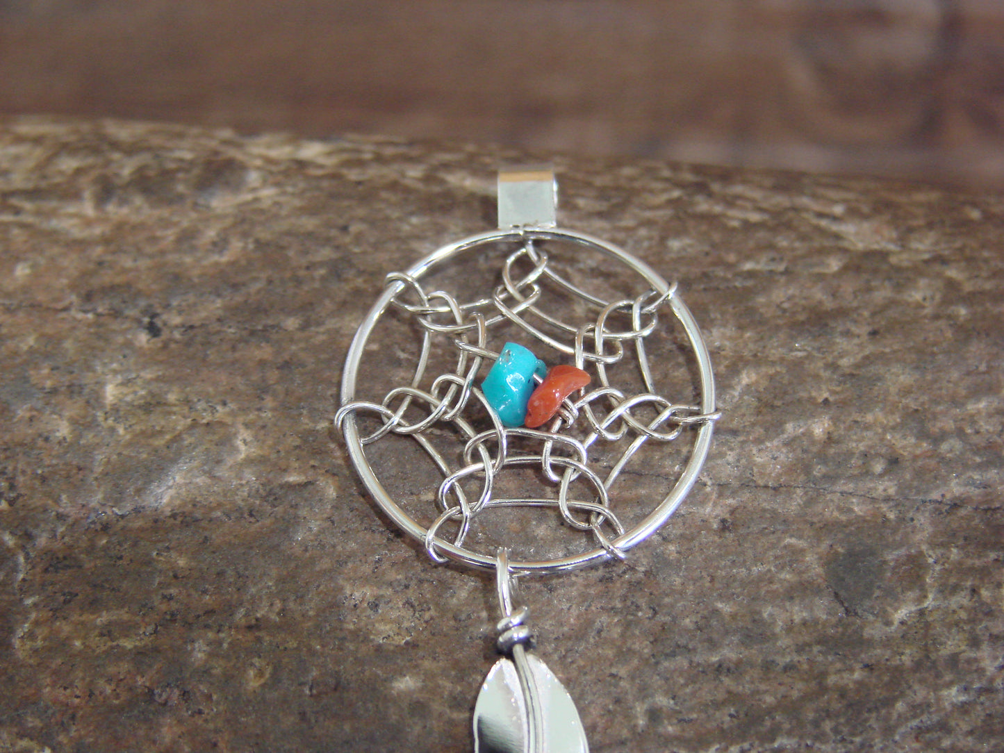 Native American Sterling Silver Dream Catcher Pendant by Arviso