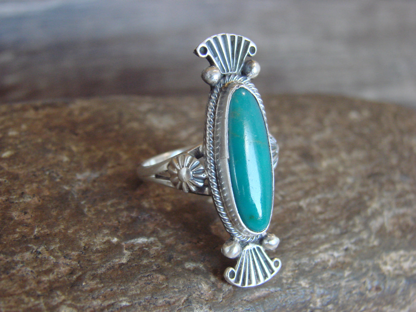 Native American Sterling Silver & Turquoise Ring by Largo - Size 6.5