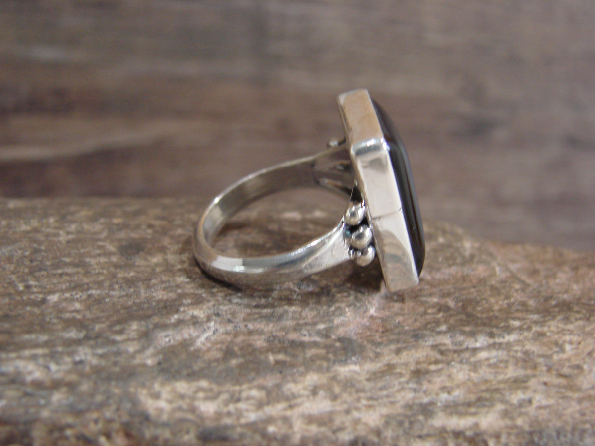 Native American Sterling Silver Onyx Ring Size 7 - Henio