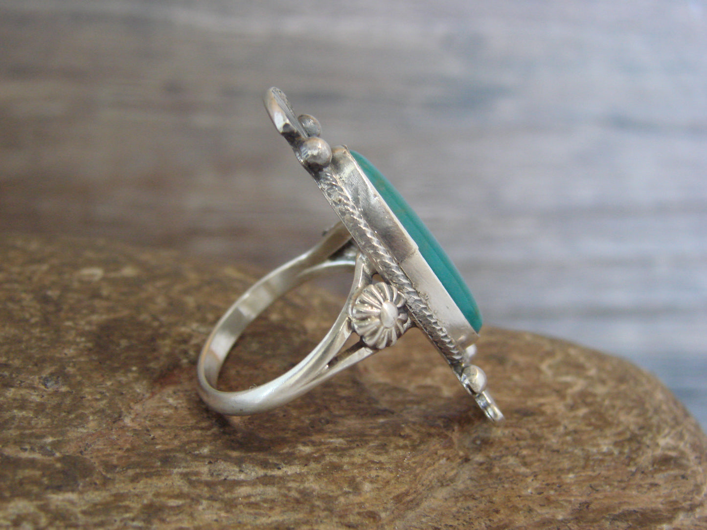 Native American Sterling Silver & Turquoise Ring by Largo - Size 6.5