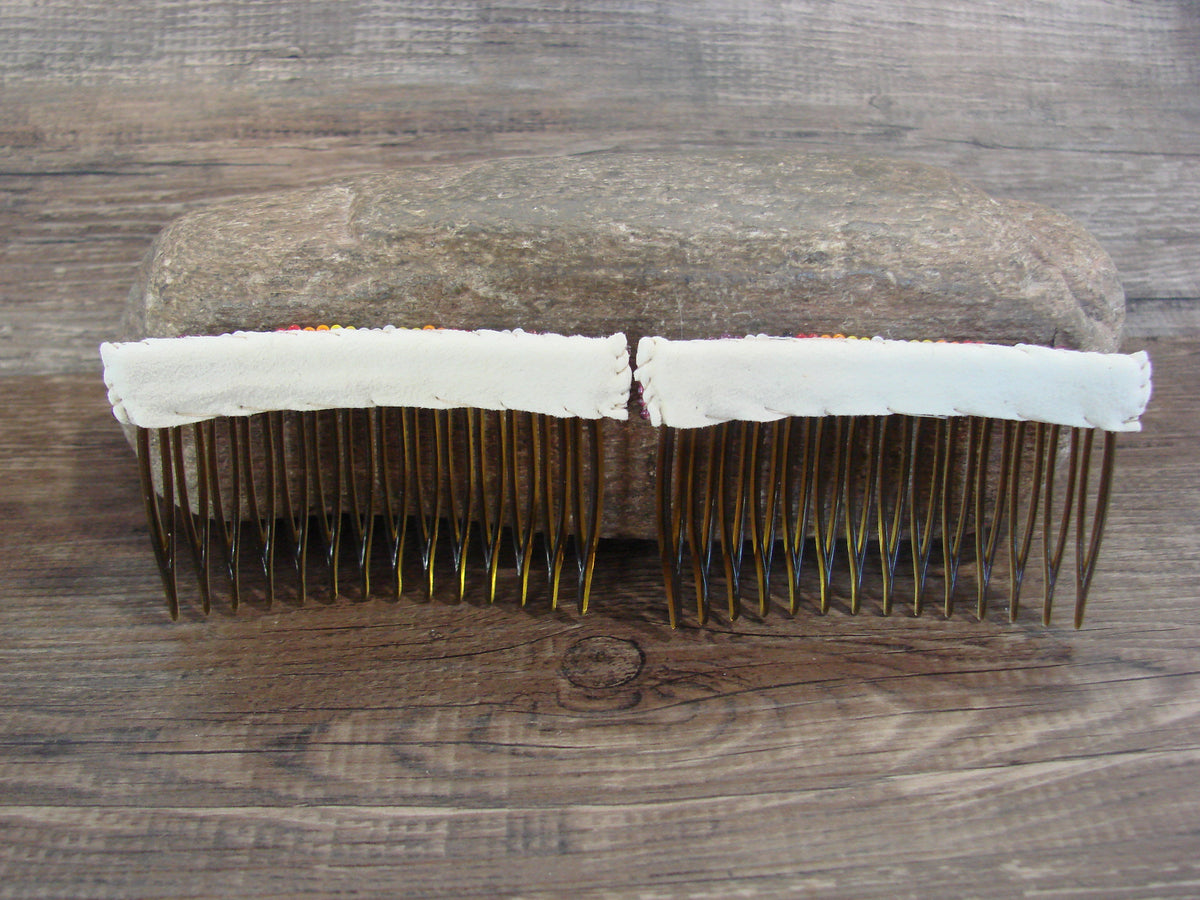 Native American Hand Beaded Hair Comb Set by Cleveland