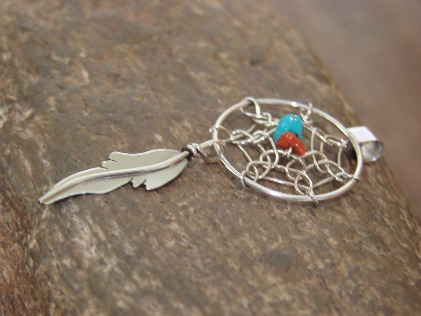 Native American Sterling Silver Dream Catcher Pendant by Arviso