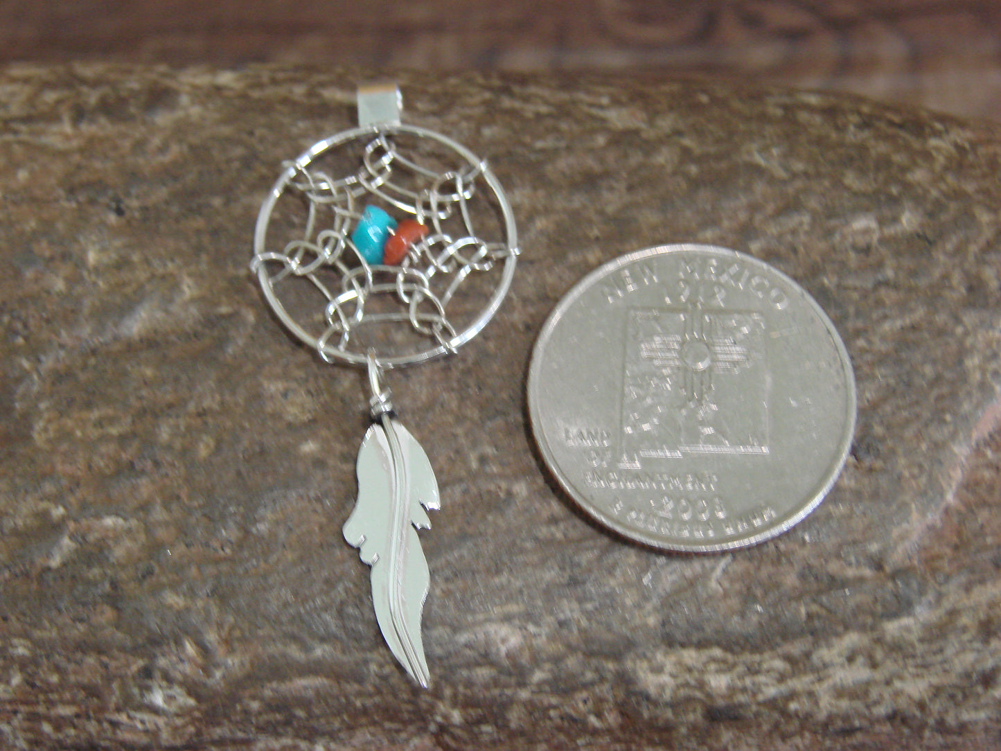Native American Sterling Silver Dream Catcher Pendant by Arviso