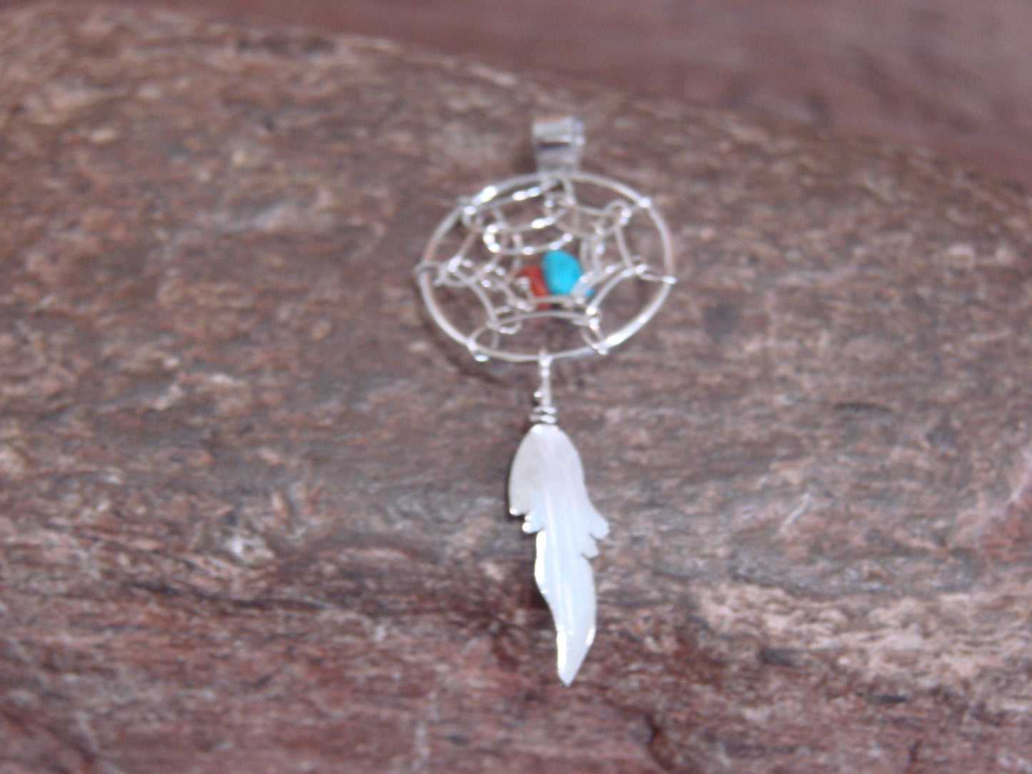 Native American Sterling Silver Dream Catcher Pendant by Arviso