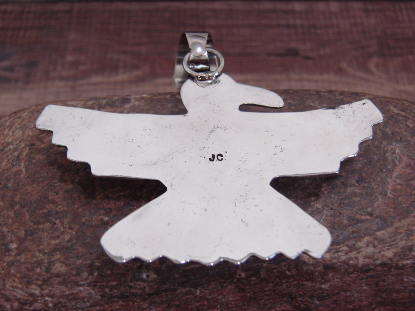 Native American Nickel Silver & Turquoise Eagle Pendant - Cleveland