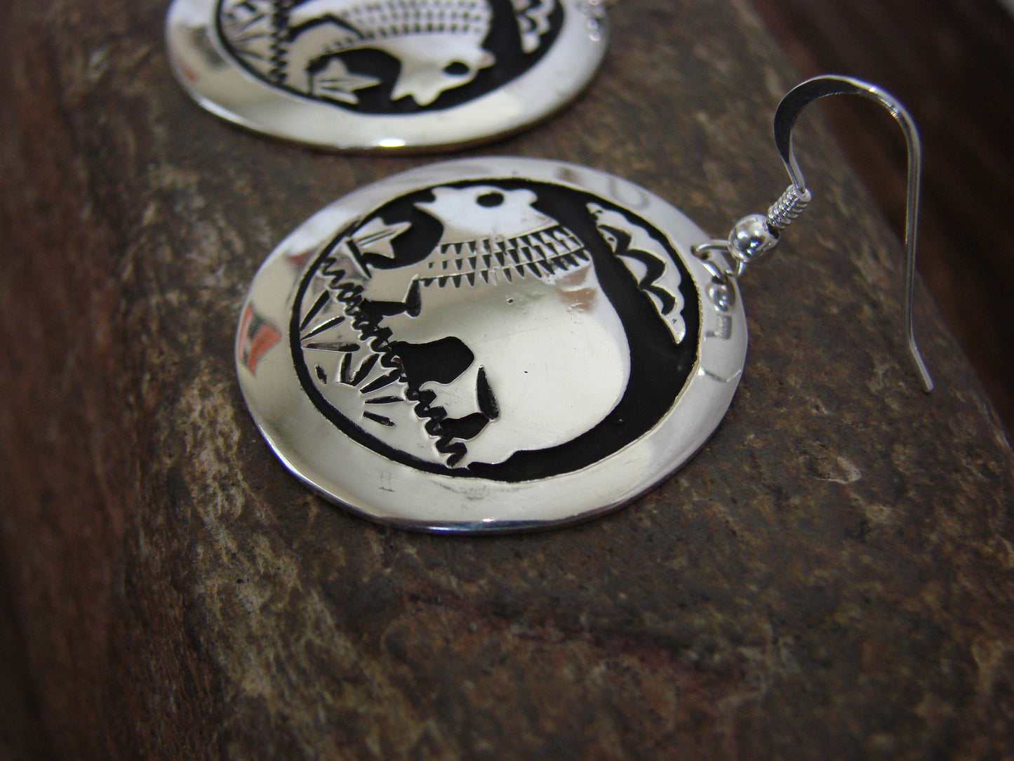 Native American Sterling Silver Bear Dangle Earrings - Singer
