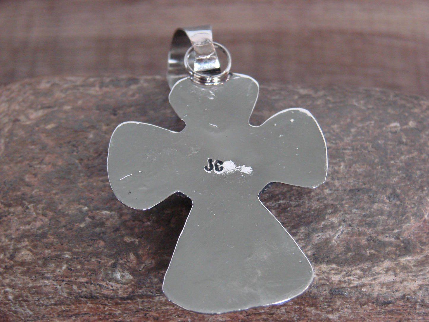 Native American Nickel Silver & Turquoise Cross Pendant - Cleveland