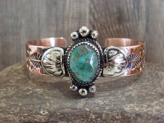 Native American Copper & Turquoise Bracelet by Cleveland