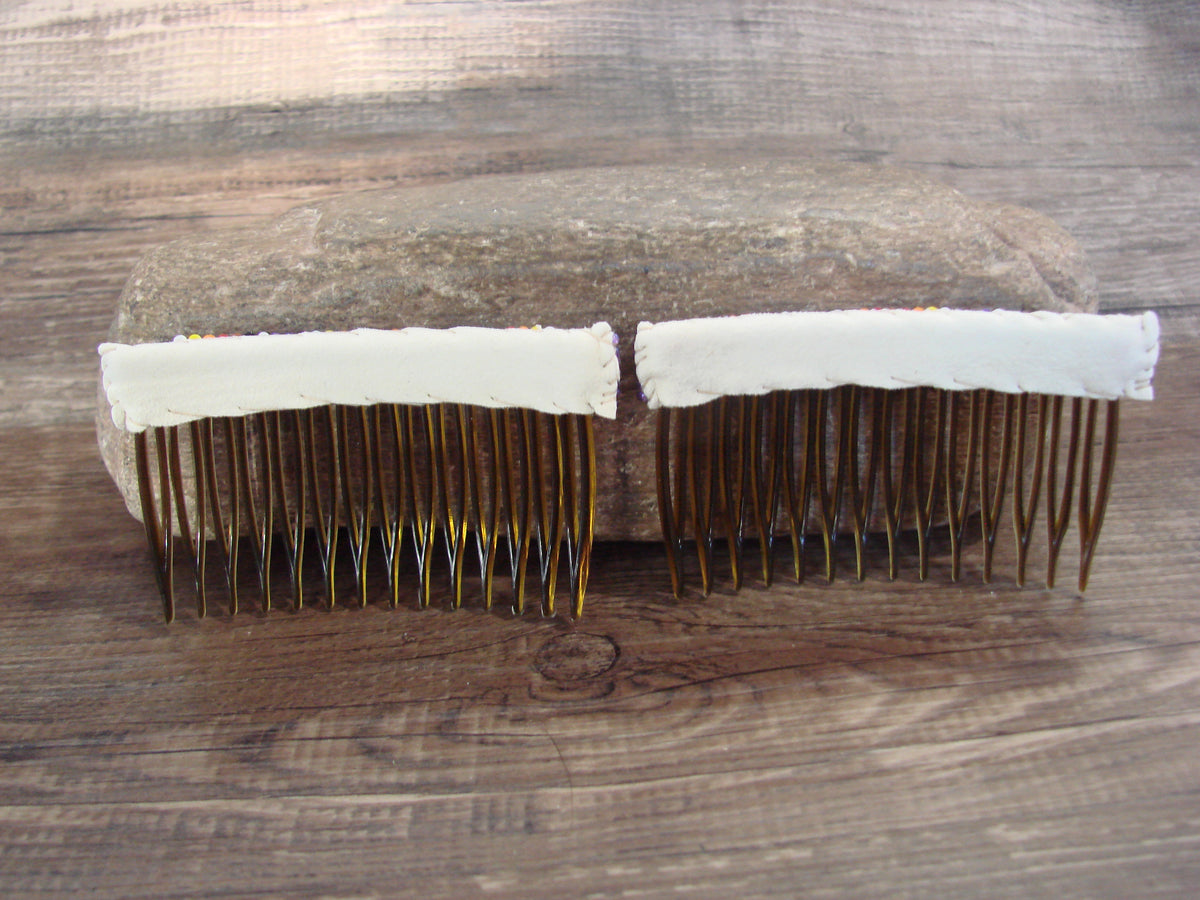Native American Hand Beaded Hair Comb Set by Cleveland