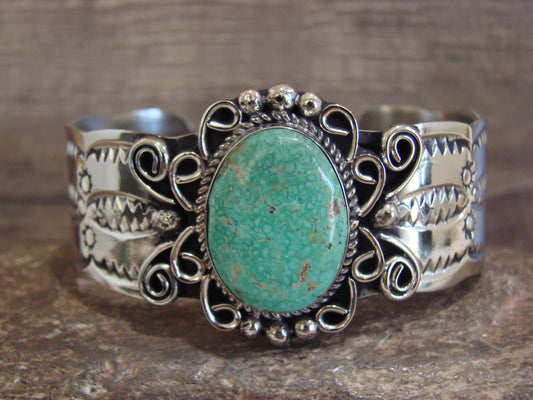 Native American Nickel Silver & Turquoise Bracelet by Cleveland