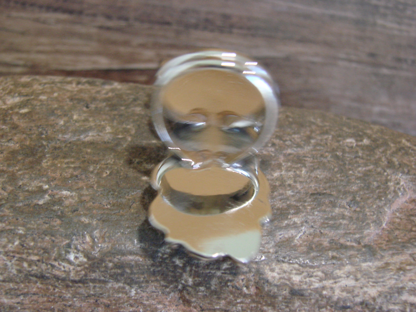 Native American Nickel Silver & Turquoise Ring by Cleveland - Size 9