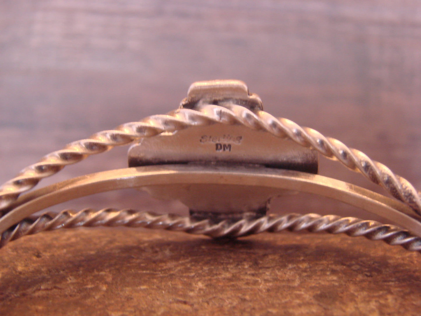 Native American Sterling Silver & Turquoise Zia Bracelet by Gordon