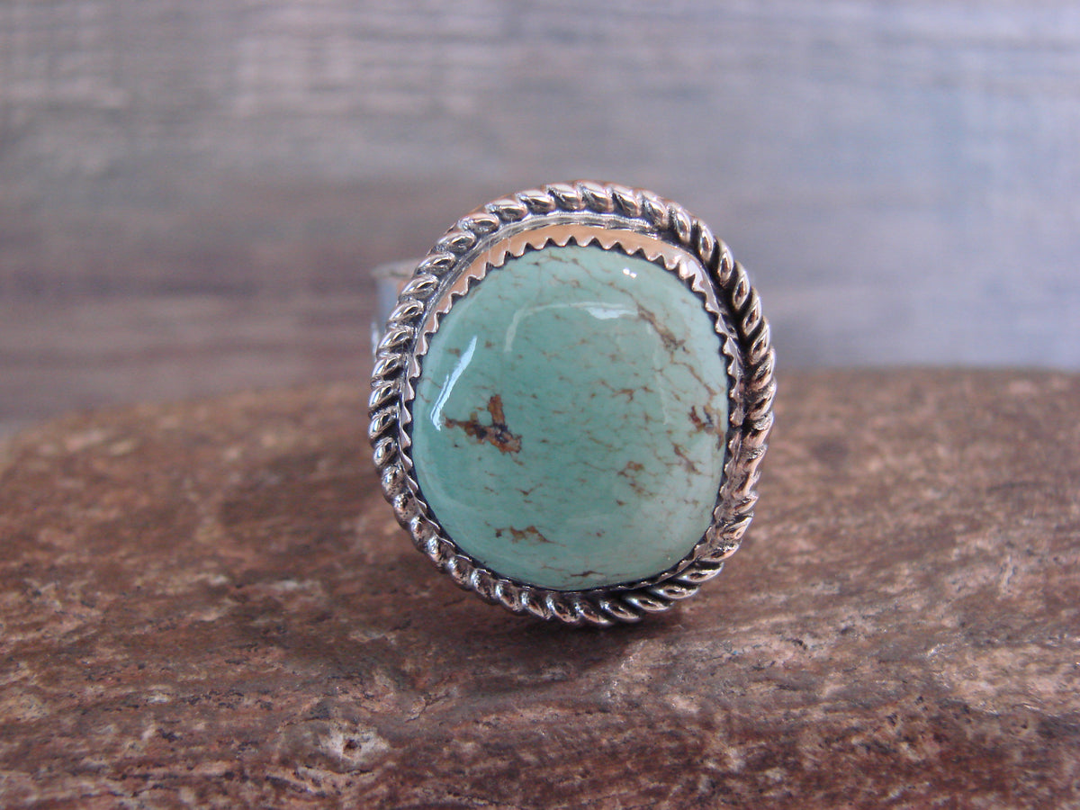 Native American Nickel Silver & Turquoise Scarf Ring by Cleveland