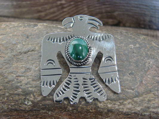 Native American Nickel Silver & Gaspeite Parrot Pendant - Cleveland