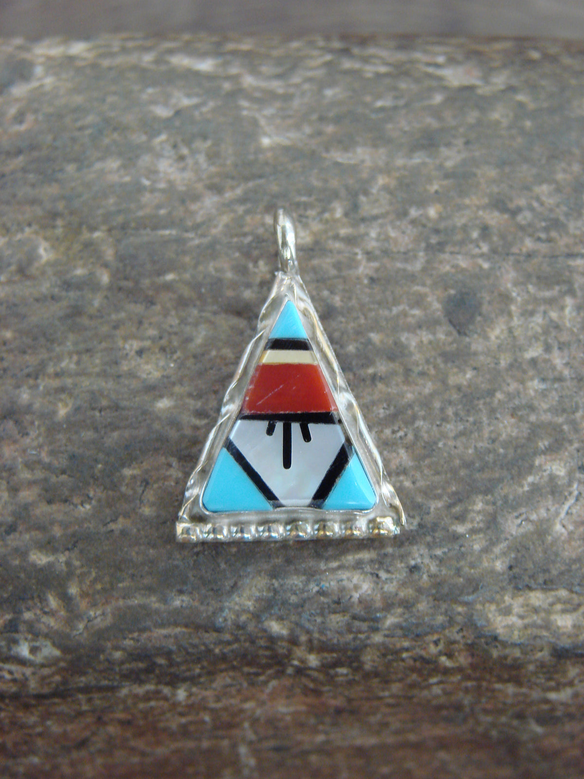 Native American Sterling Silver Turquoise Inlay Pendant - Niiha
