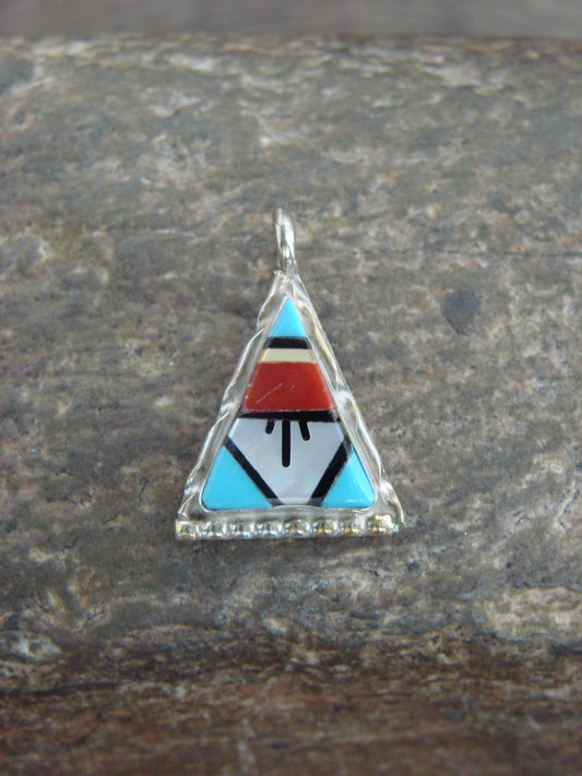 Native American Sterling Silver Turquoise Inlay Pendant - Niiha