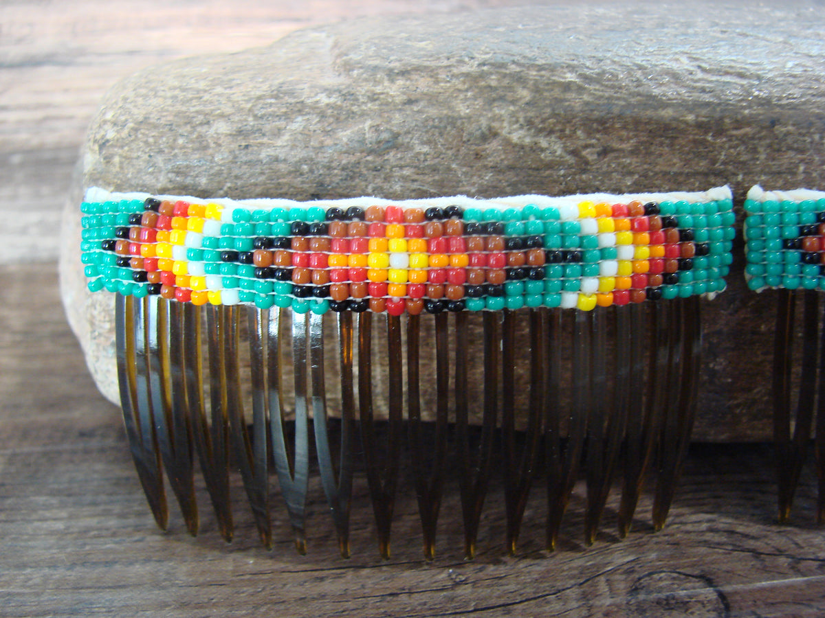 Native American Hand Beaded Hair Comb Set by Cleveland