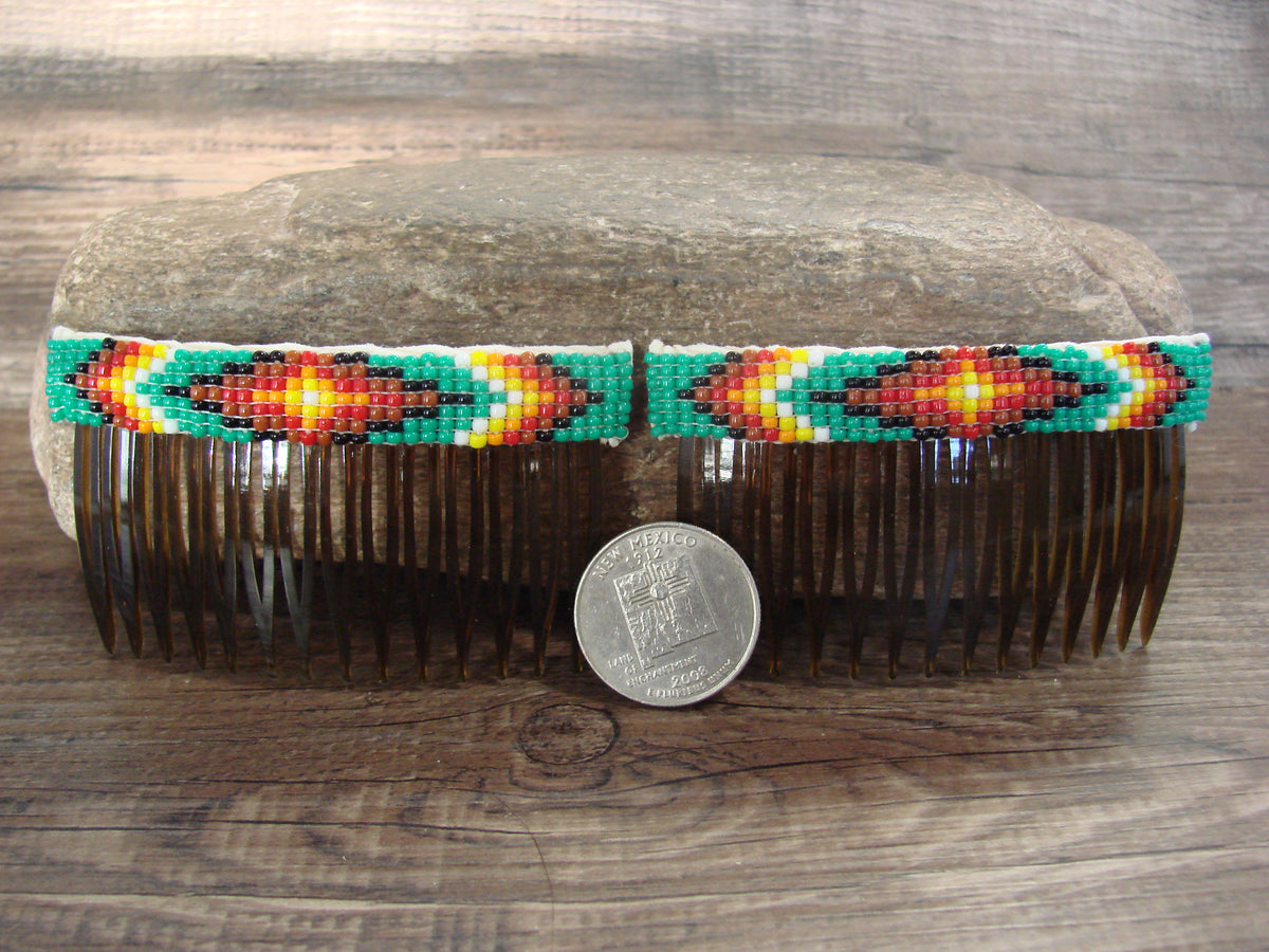 Native American Hand Beaded Hair Comb Set by Cleveland