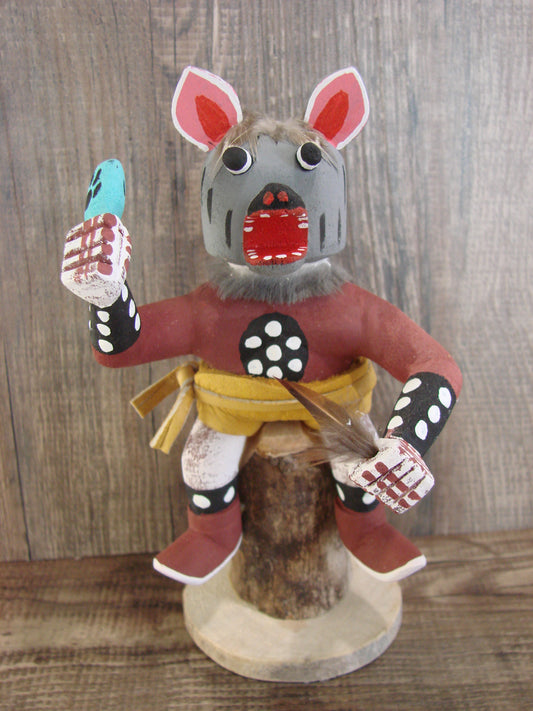 Native American Gray Wolf Kachina Dancer Signed Benally