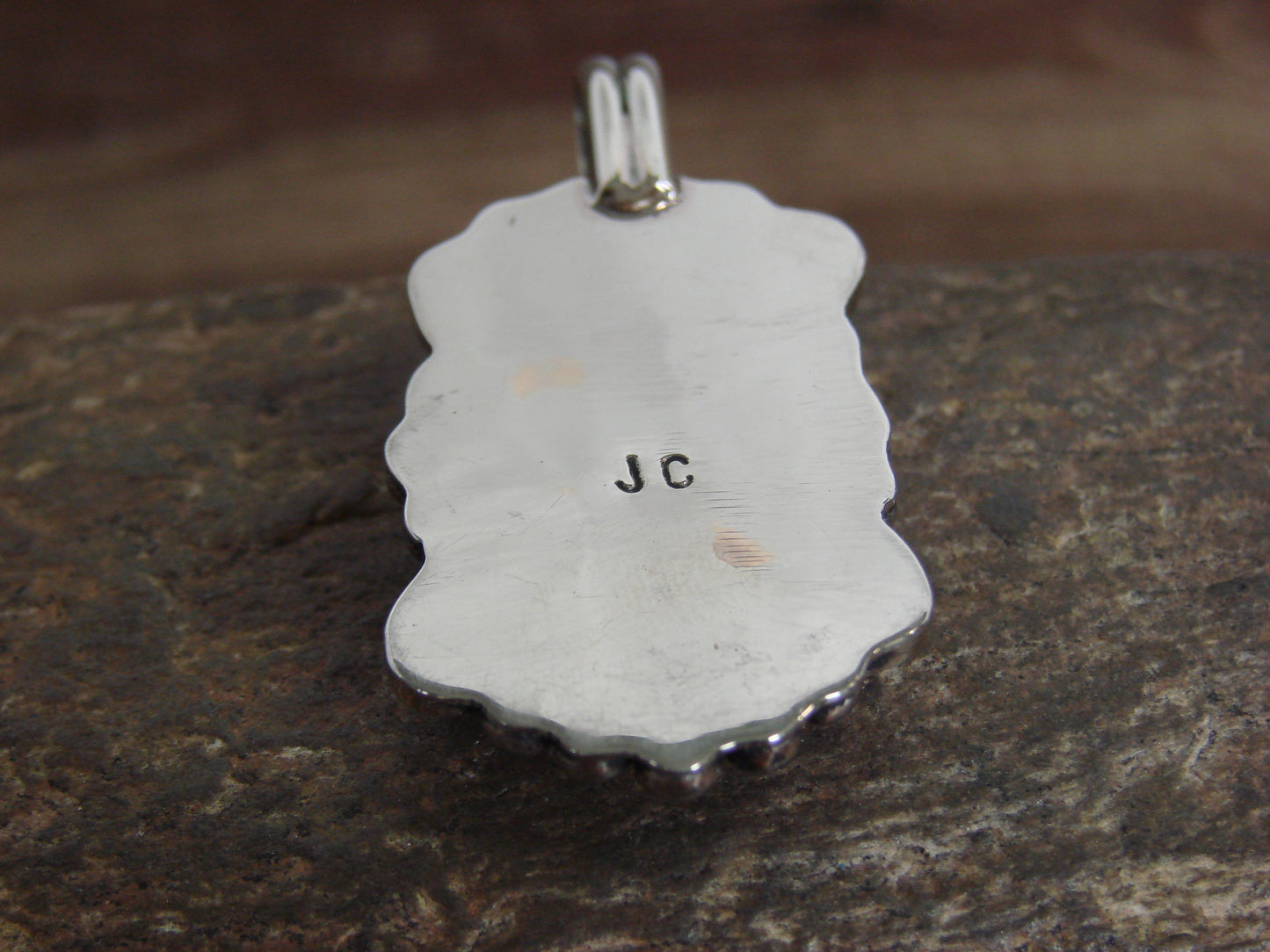 Native American Nickel Silver & Howlite Pendant - Cleveland