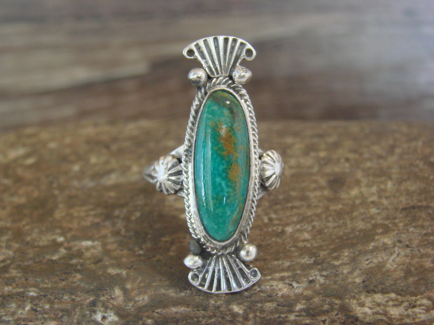 Native American Sterling Silver & Turquoise Ring by Largo - Size 8