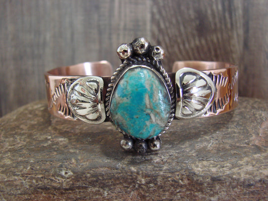 Native American Copper & Turquoise Bracelet by Cleveland