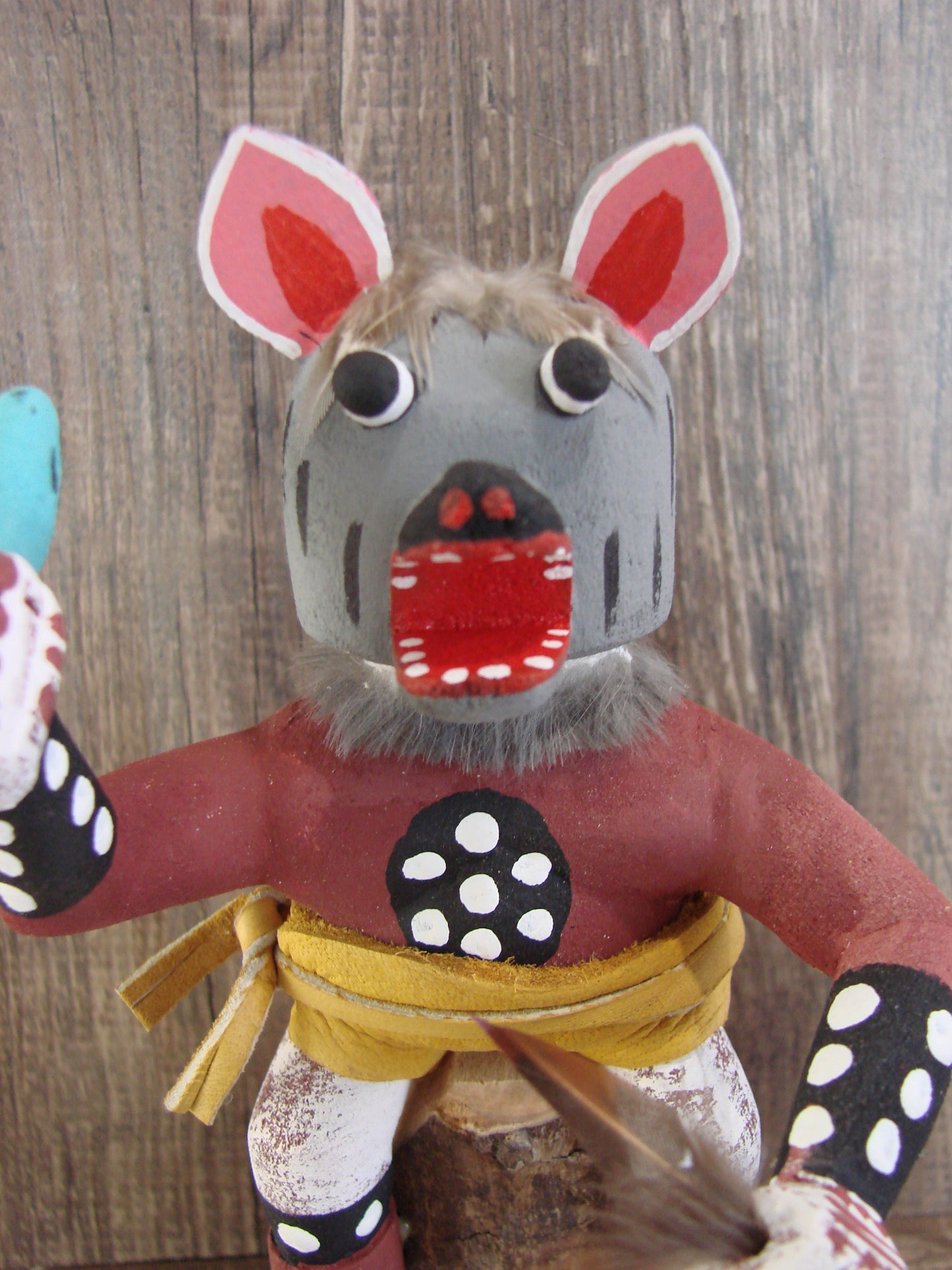Native American Gray Wolf Kachina Dancer Signed Benally