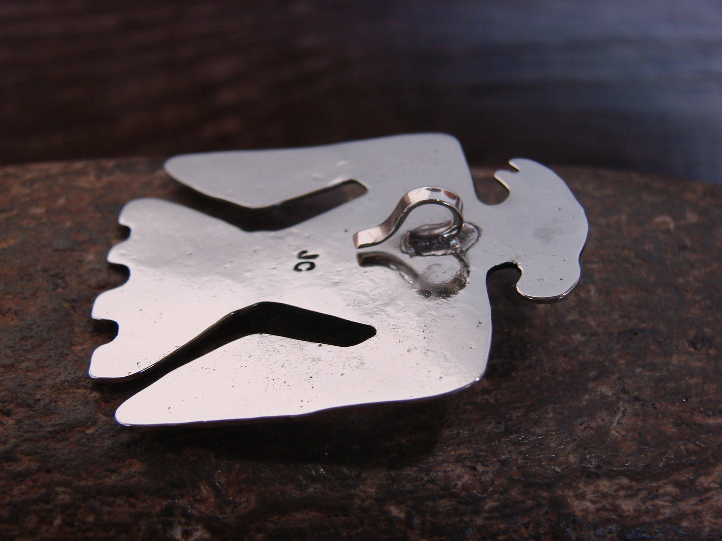 Native American Nickel Silver & Gaspeite Parrot Pendant - Cleveland