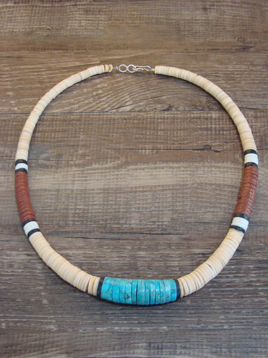 Native American 19" Santo Domingo Multi Stone Heishi Necklace - Crespin