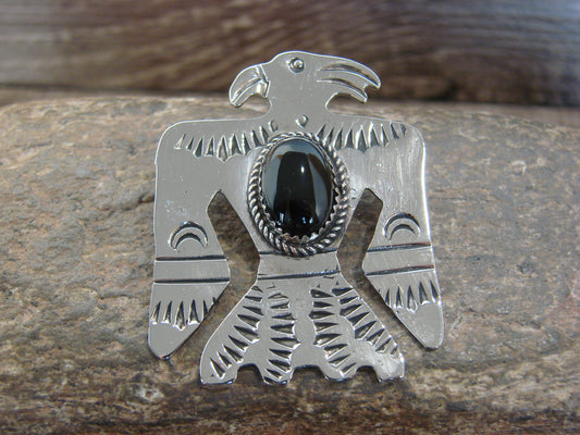 Native American Nickel Silver & Onyx Parrot Pendant - Cleveland
