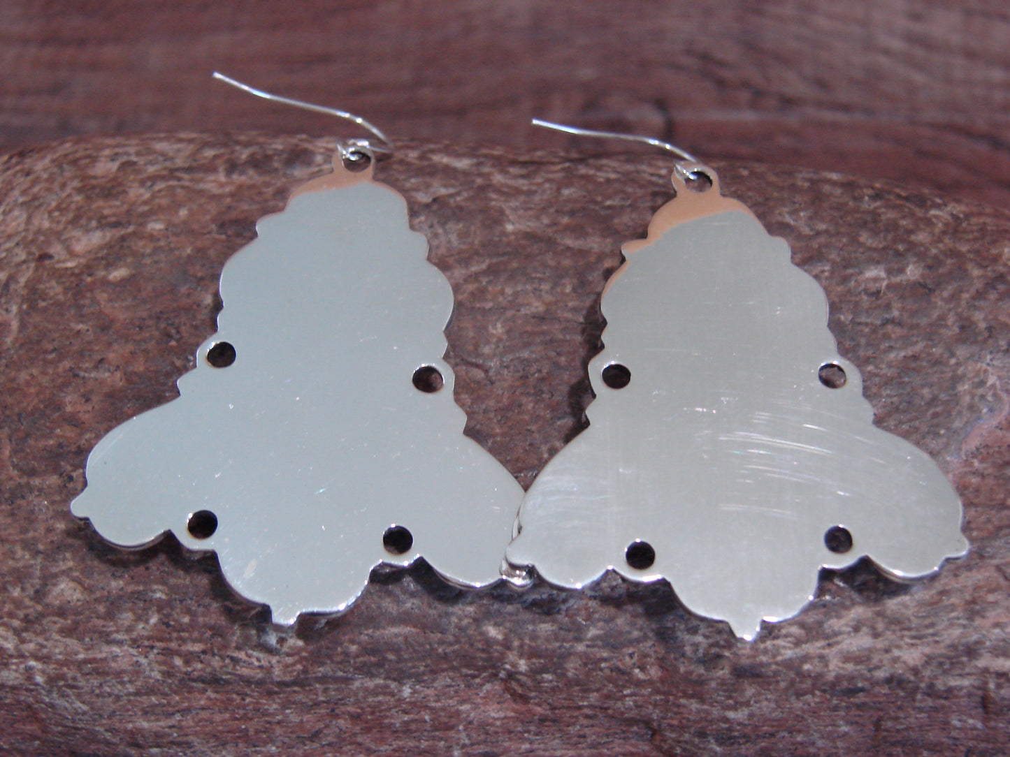 Native American Sterling Silver & White Buffalo Turquoise Dangle Earrings - Platero