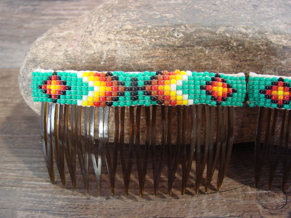 Native American Hand Beaded Hair Comb Set by Cleveland
