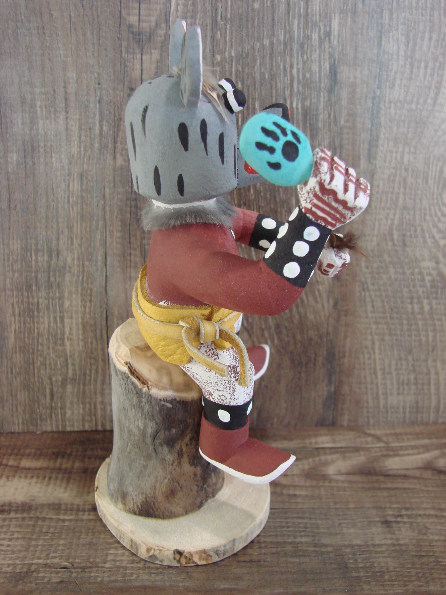 Native American Gray Wolf Kachina Dancer Signed Benally