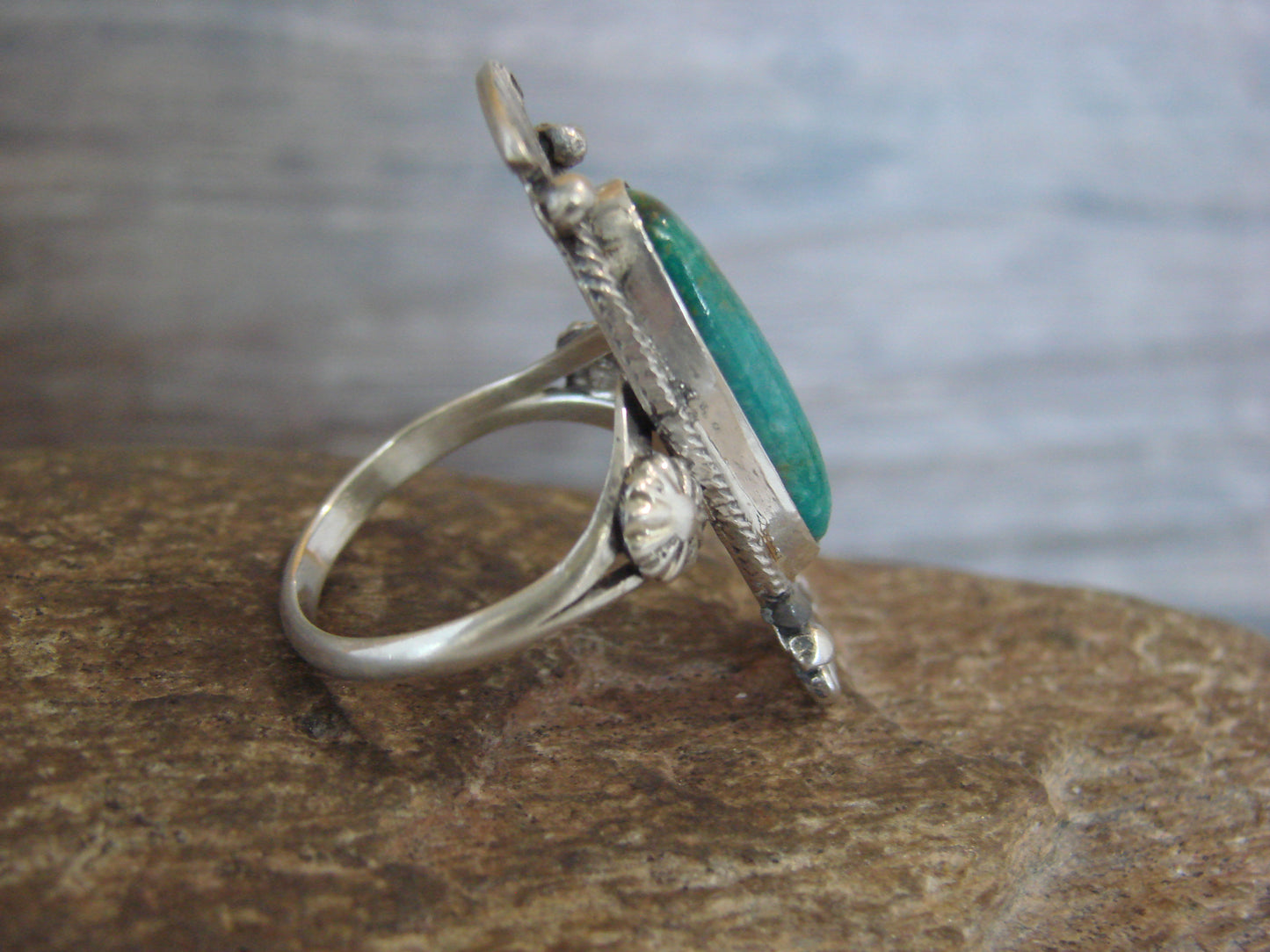 Native American Sterling Silver & Turquoise Ring by Largo - Size 8