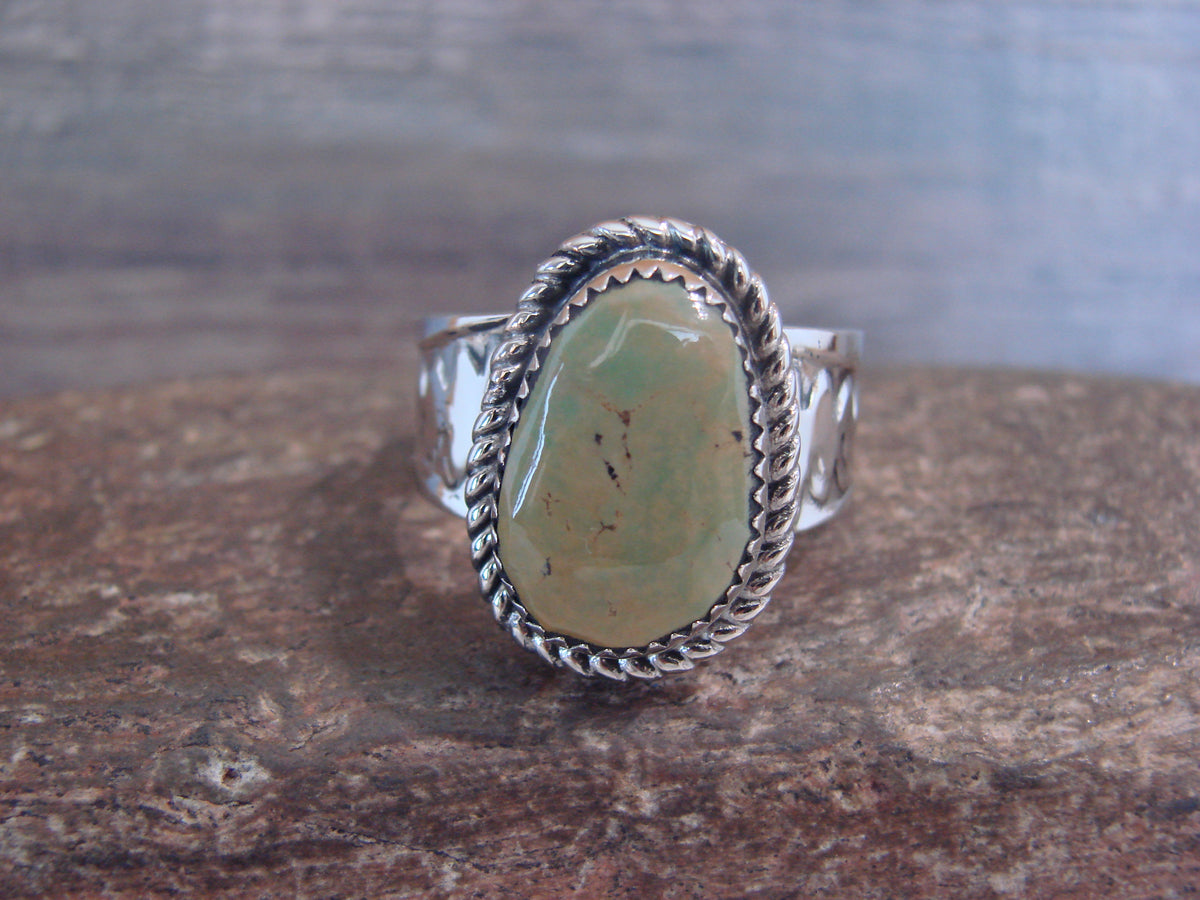 Native American Nickel Silver & Turquoise Scarf Ring by Cleveland