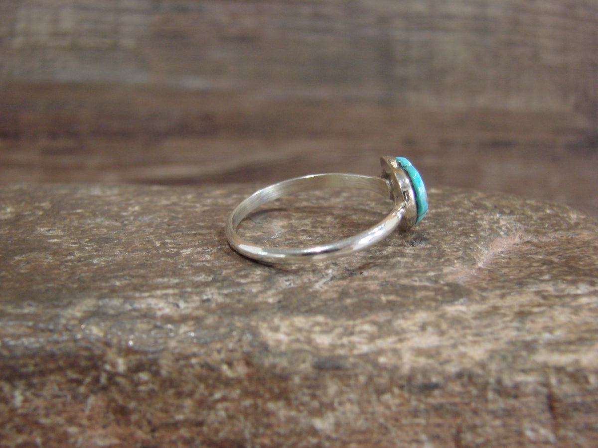 Native American Sterling Silver & Turquoise Inlay Heart Ring Size 6 - Chavez