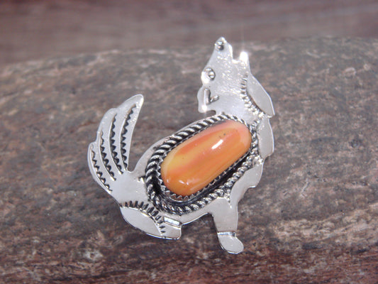 Native American Nickel Silver & Spiny Oyster Coyote Pin - Cleveland