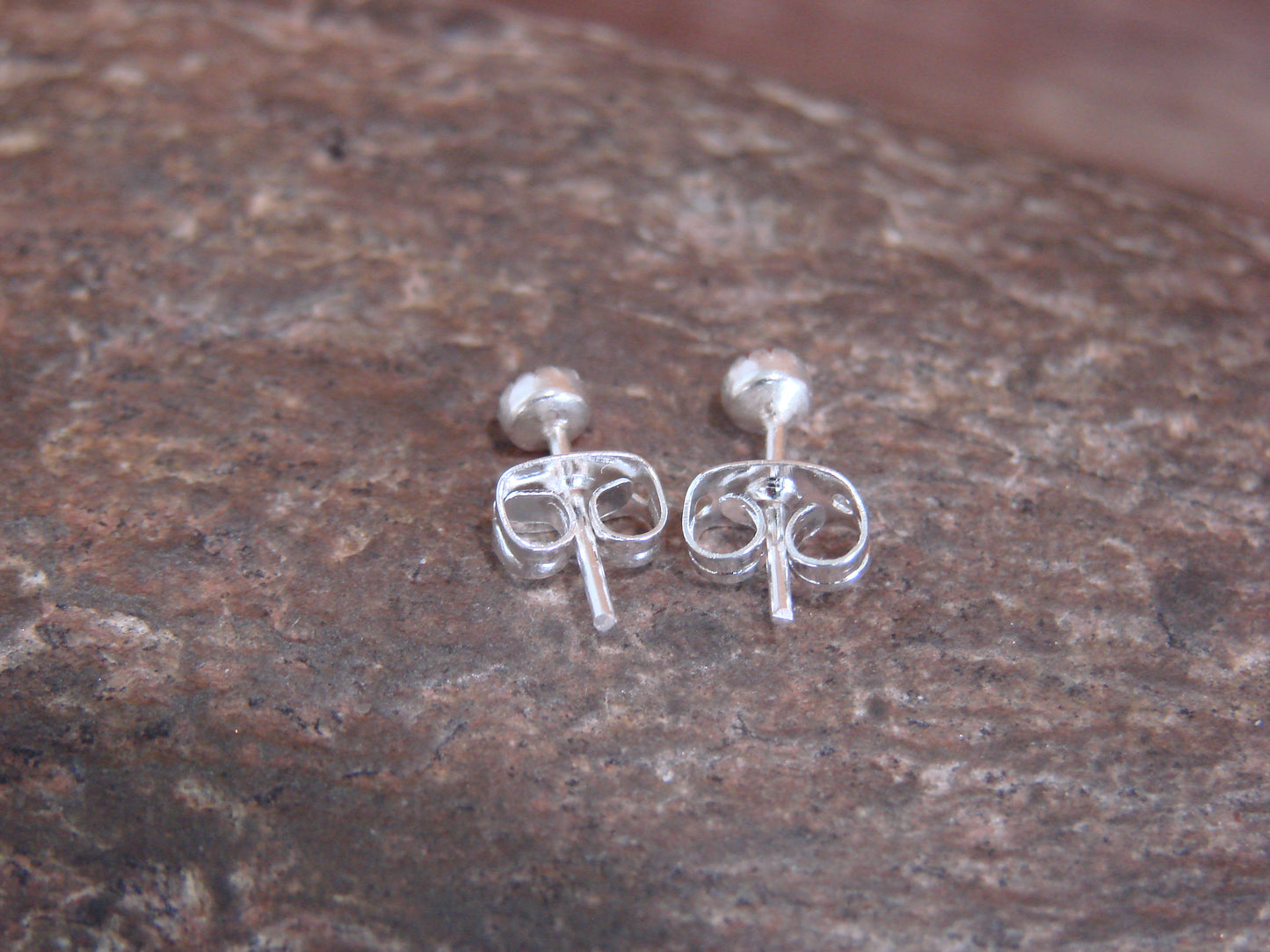 Native American Sterling Silver & Coral Micro Dot Stud Post Earrings by Chee