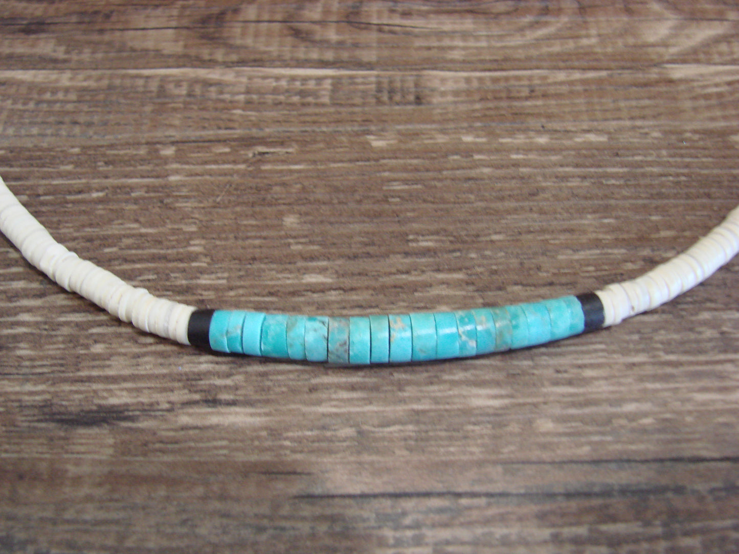 Native American 25" Santo Domingo Turquoise Heishi Necklace - Crespin