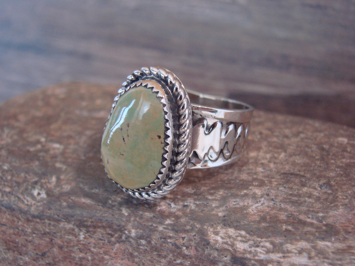 Native American Nickel Silver & Turquoise Scarf Ring by Cleveland