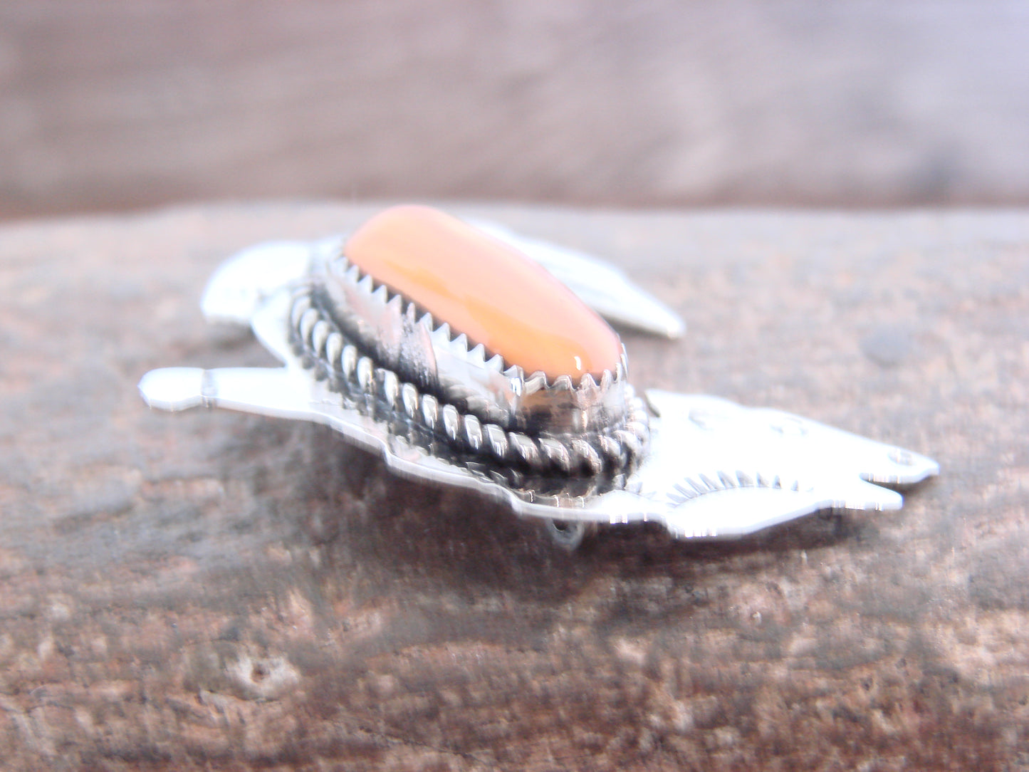 Native American Nickel Silver & Spiny Oyster Coyote Pin - Cleveland