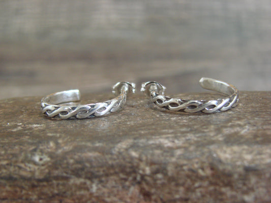 Native American Sterling Silver 3/4" Hoop Earrings by Tahe