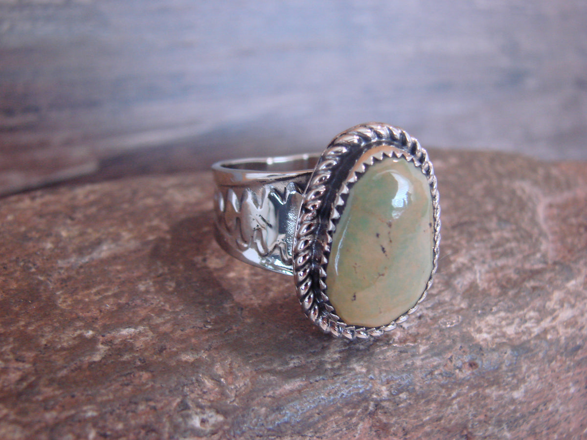 Native American Nickel Silver & Turquoise Scarf Ring by Cleveland