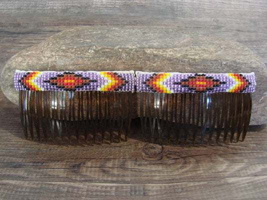 Native American Hand Beaded Hair Comb Set by Cleveland