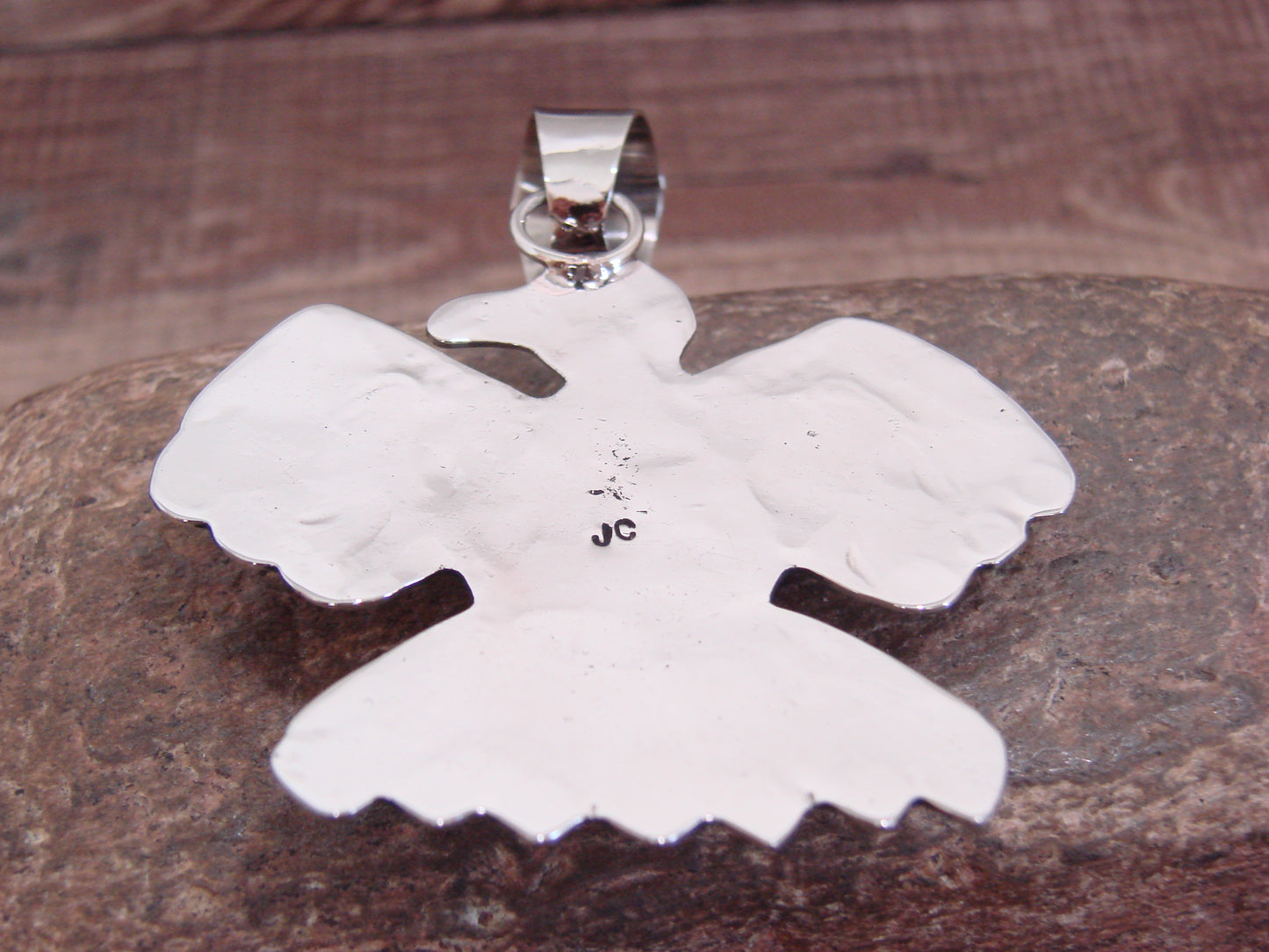 Native American Nickel Silver & Turquoise Thunderbird Pendant - Cleveland