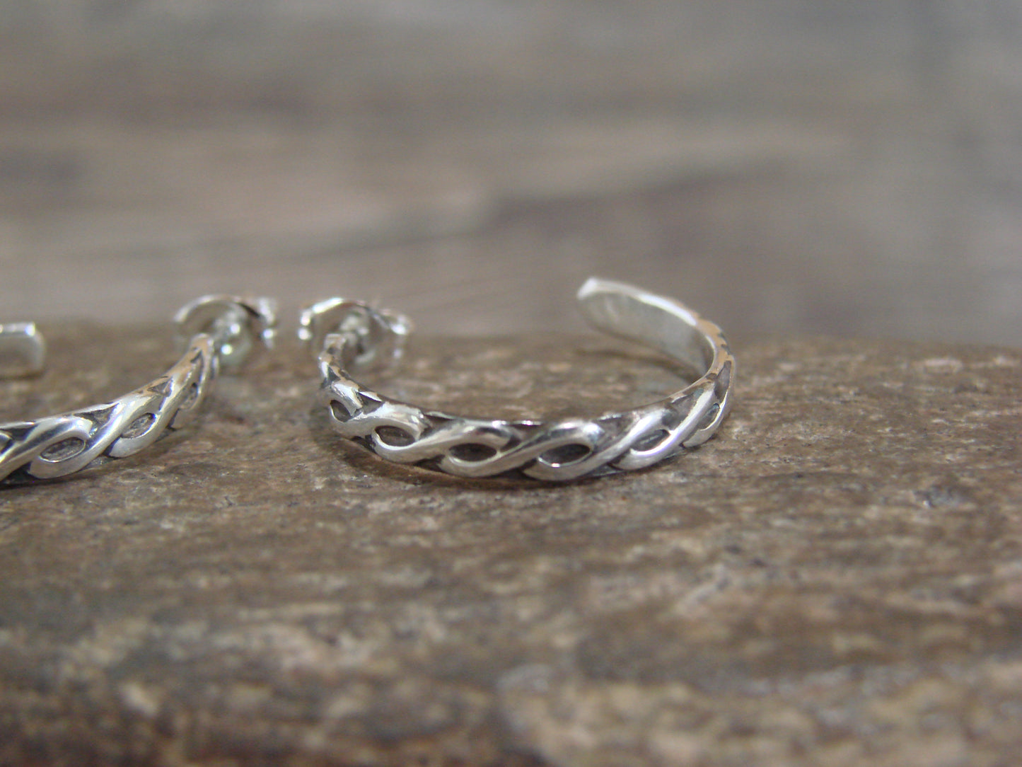 Native American Sterling Silver 3/4" Hoop Earrings by Tahe